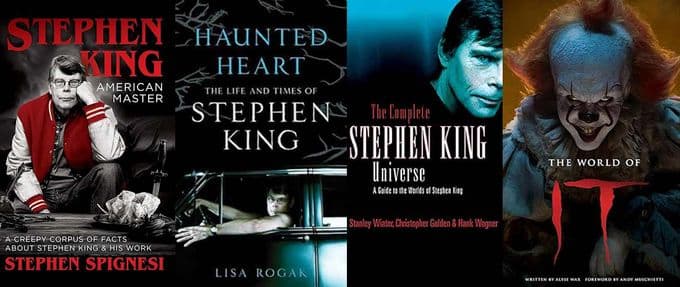 collage of nonfiction books about stephen king