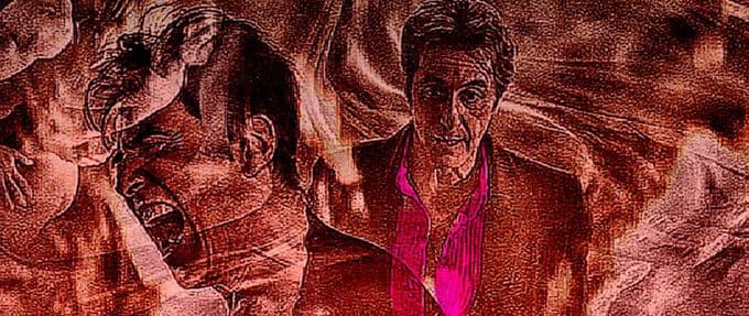 fan art of "the devil's advocate" movie with keanu reeves and al pacino