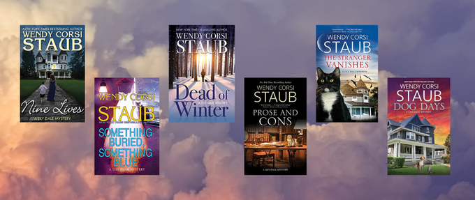 6 lily dale book covers on cloudy background. 